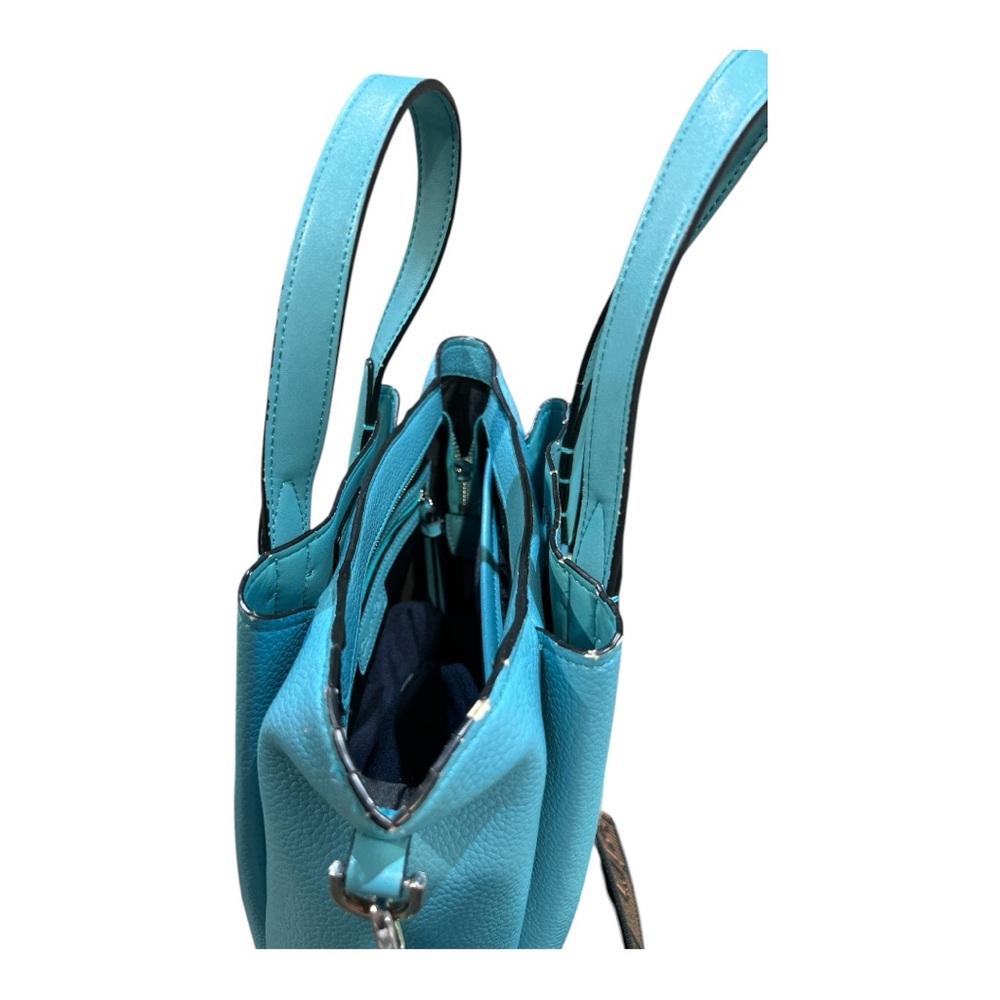 Calvin Klein Women’s Brenda Turquoise Leather Detachable Satchel Bag. - Picture 6 of 6